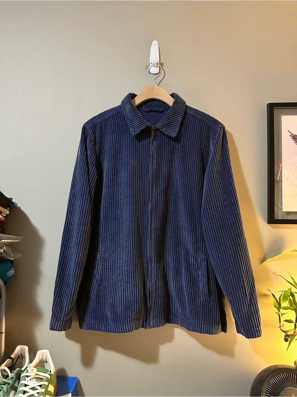 Men's Navy Corduroy Zip-Up Jacket